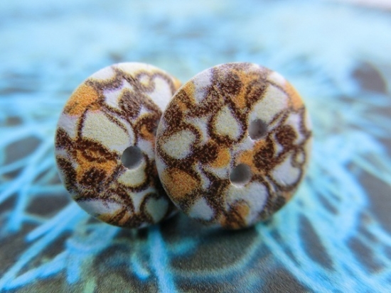 Holzknopf Ohrstecker Herz Liebe braun Button